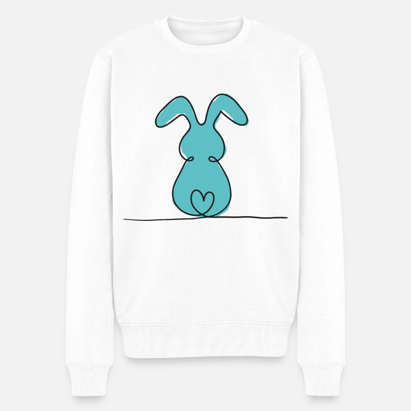 One-Line-Hase Farbig - Männer Premium Bio Pullover - Weiß