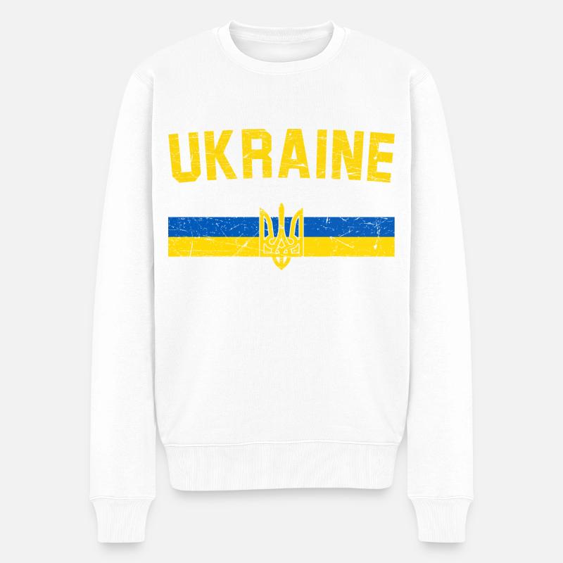 Ukraine - Männer Premium Bio Pullover - Weiß