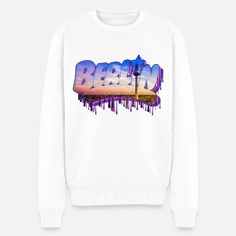 Lettrage Graffiti Berlin - Pull Premium bio Homme - blanc
