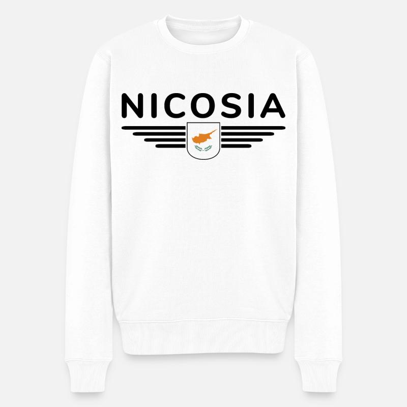 Nicosia Design – Capitale de Chypre - Pull Premium bio Homme - blanc
