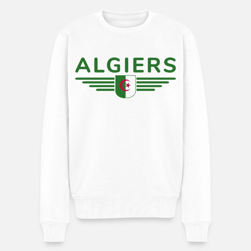 Algier Design – Hauptstadt Algeriens - Männer Premium Bio Pullover - Weiß