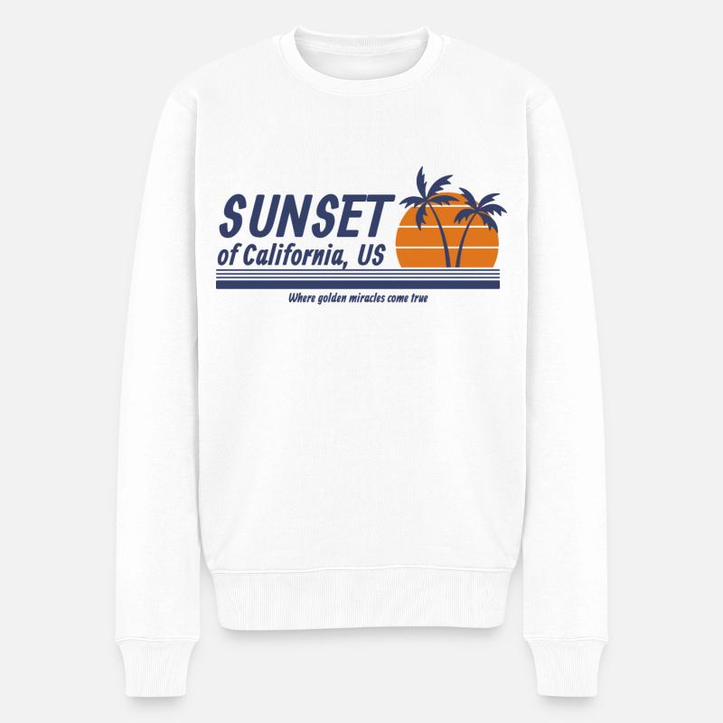 Sunset of California US - Männer Premium Bio Pullover - Weiß