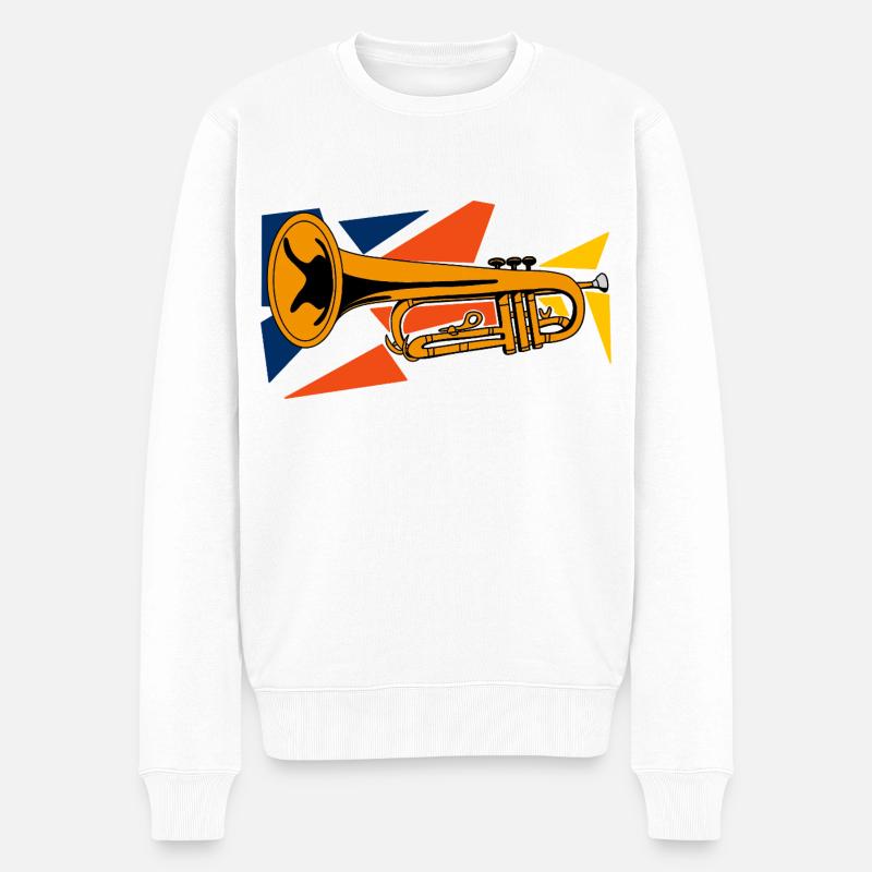 Brass Trompete Pop Art - Männer Premium Bio Pullover - Weiß