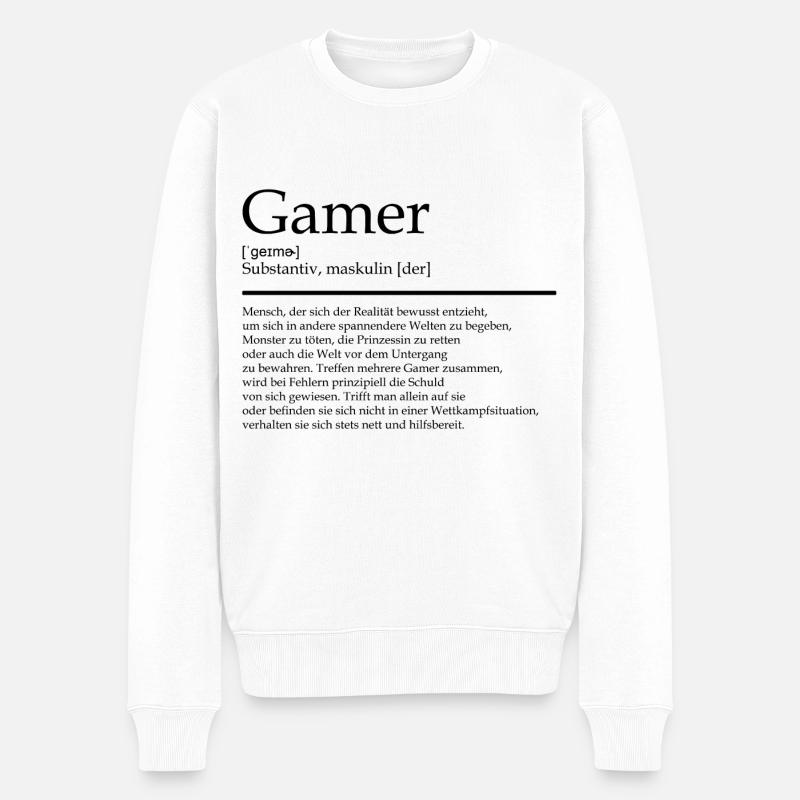 Gamer Lexikoneintrag - Definition eines Gamer - Männer Premium Bio Pullover - Weiß