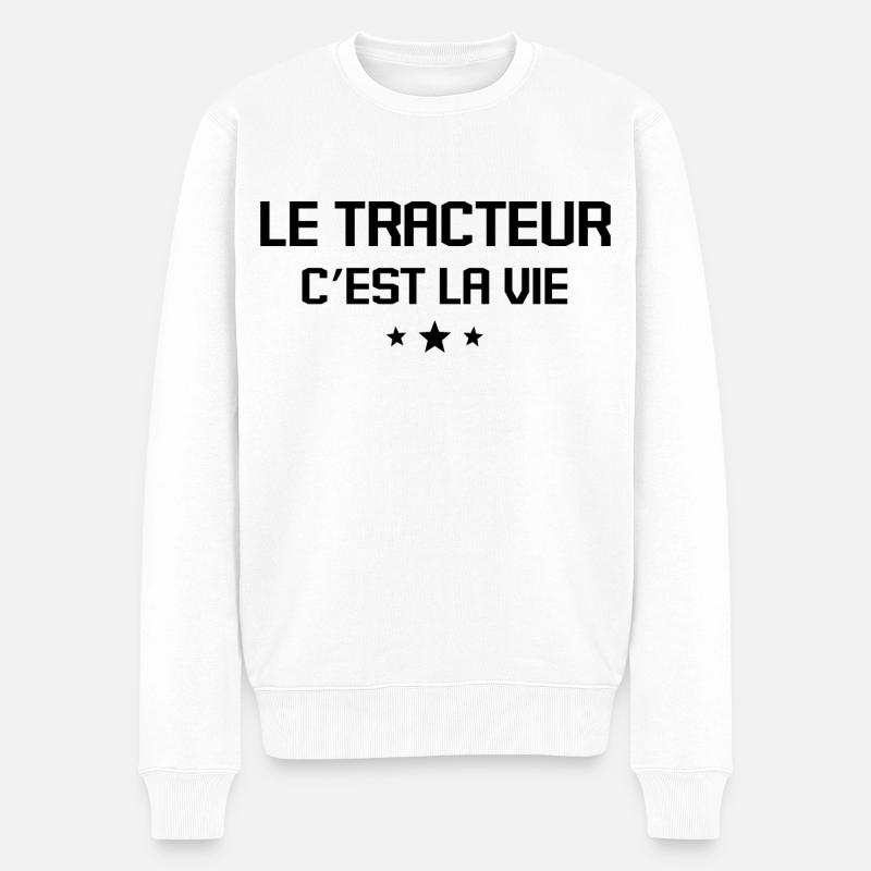 Le Tracteur C’est La Vie - Pull Premium bio Homme - blanc