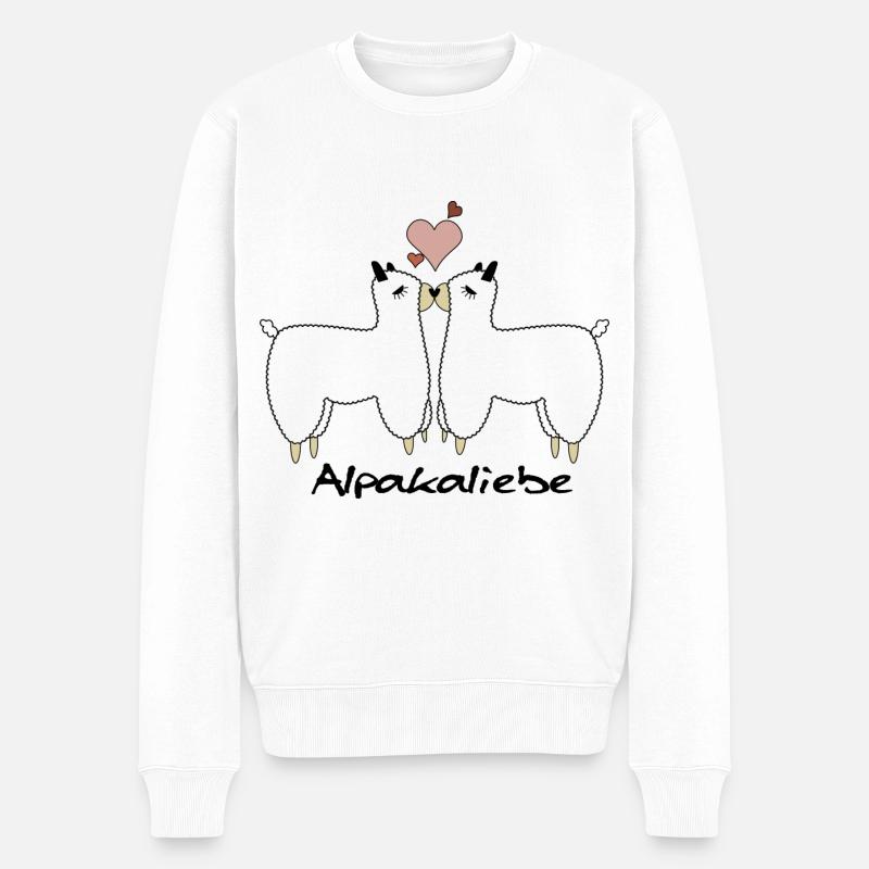 Alpaka Liebe Design - Männer Premium Bio Pullover - Weiß