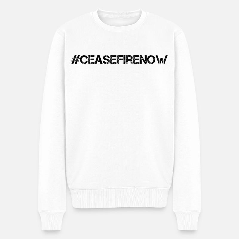 cease fire now - Männer Premium Bio Pullover - Weiß