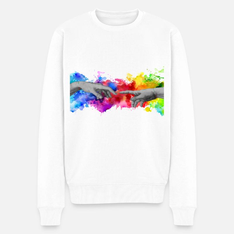 Michi Mode Trend Style Cool - Pull Premium bio Homme - blanc