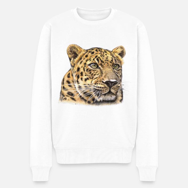 Guépard Aquarelle - Pull Premium bio Homme - blanc