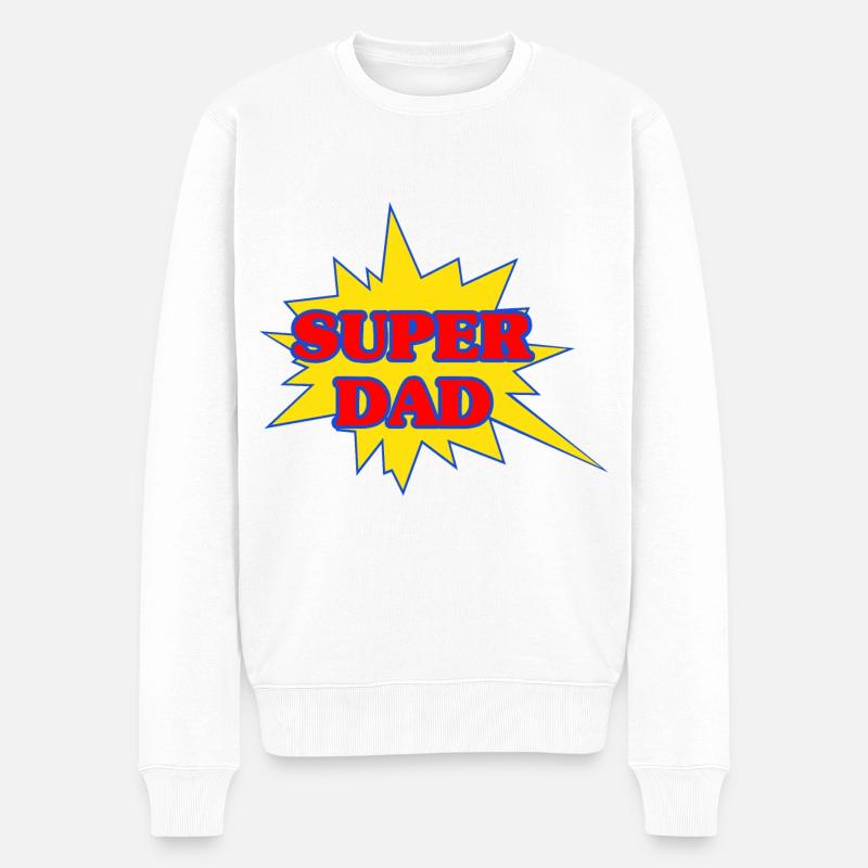 Super-Papa - Männer Premium Bio Pullover - Weiß