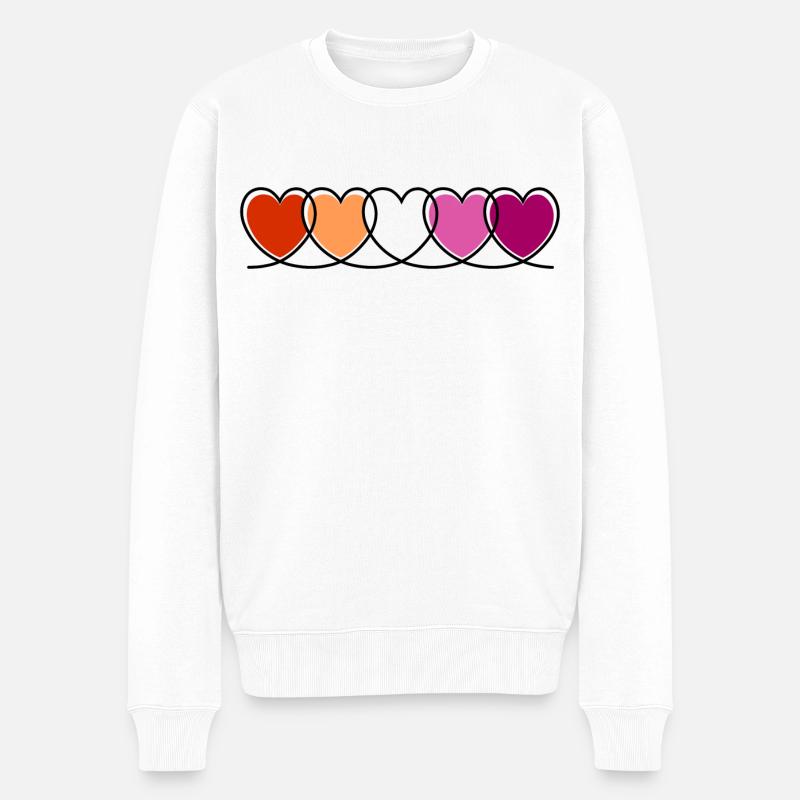 LGBTQ Pride Lesbe Herzen lesbische Flagge Lesbisch - Männer Premium Bio Pullover - Weiß