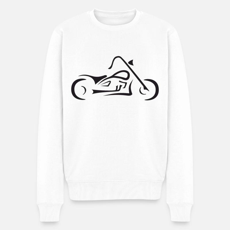 Cruiser Motorrad Tribal Biker Strichzeichnung - Männer Premium Bio Pullover - Weiß