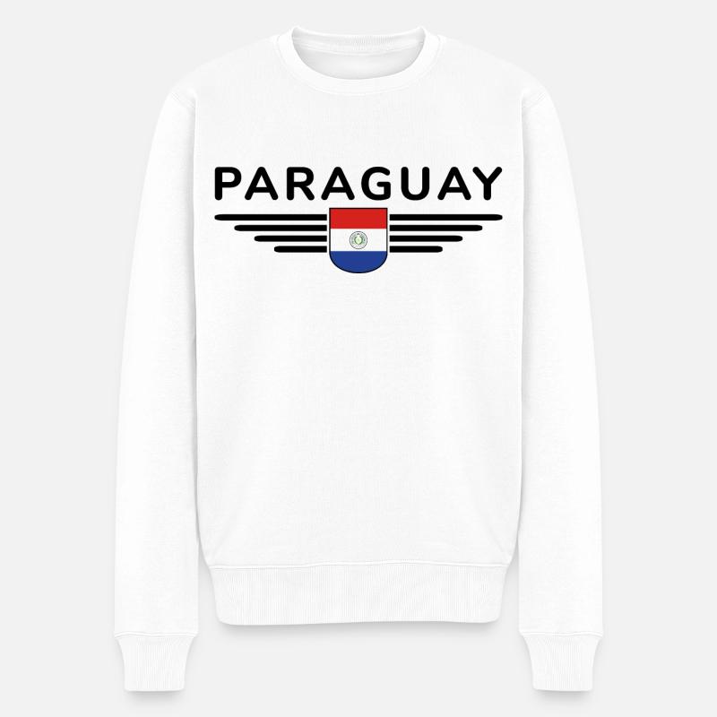 Paraguay Fan T-Shirt - Männer Premium Bio Pullover - Weiß