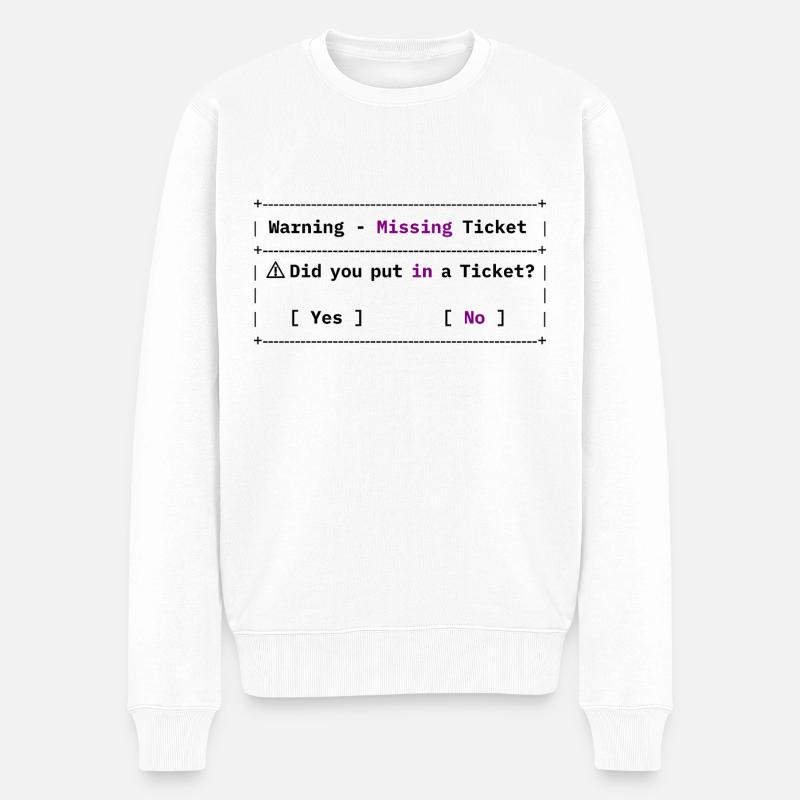 Fehlendes Ticket - Lustiges IT Meme - Männer Premium Bio Pullover - Weiß