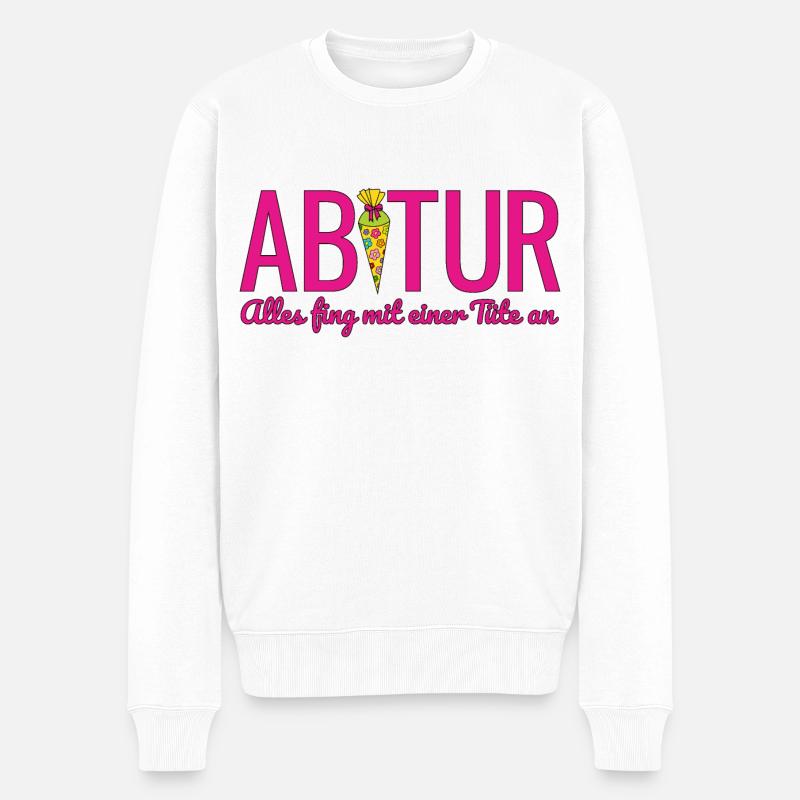 Abi 2026 Alles fing mit einer Tüte an Abitur 2026 - Männer Premium Bio Pullover - Weiß