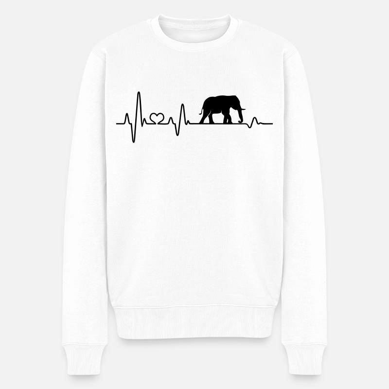 Elefant Herzschlag Afrika Liebe Elefanten EKG - Männer Premium Bio Pullover - Weiß