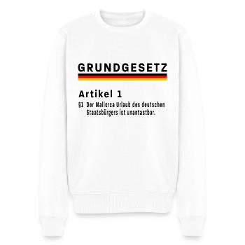 Grundgesetz Mallorca Urlaub Satire - Männer Premium Bio Pullover - Weiß - Vorne - Thijin (182cm)