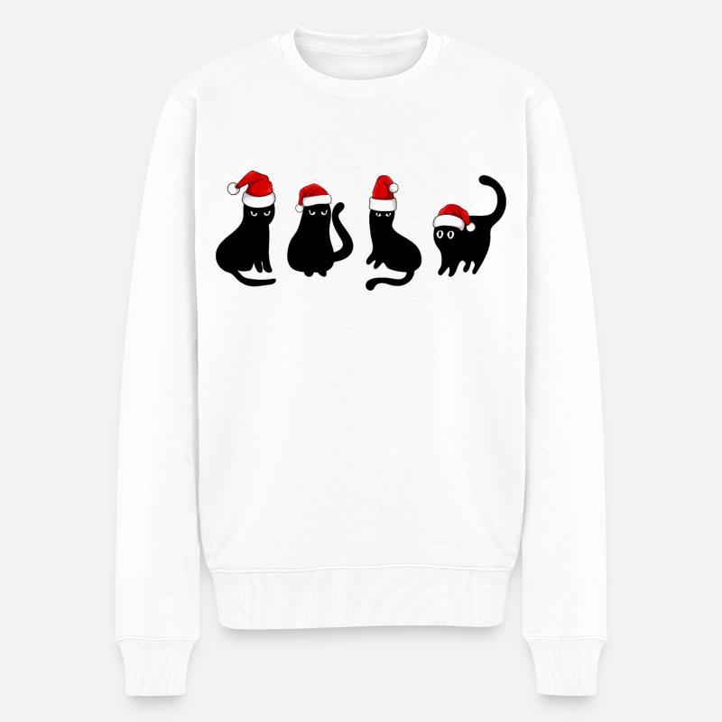 Chat noir à Noël - Pull Premium bio Homme - blanc