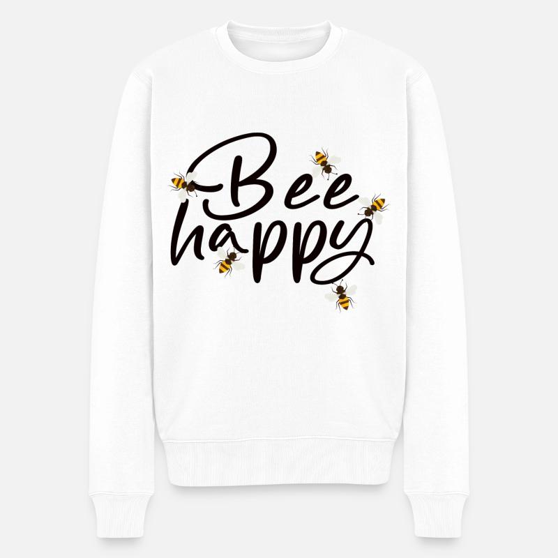 Imker - Bee happy - Männer Premium Bio Pullover - Weiß