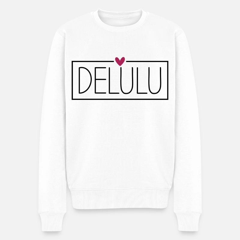Delulu - Männer Premium Bio Pullover - Weiß
