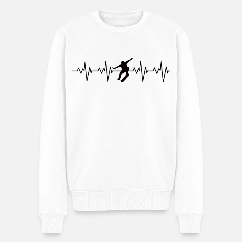 HEARTBEAT SKATER - Herzfrequenz Skater Design!! - Männer Premium Bio Pullover - Weiß