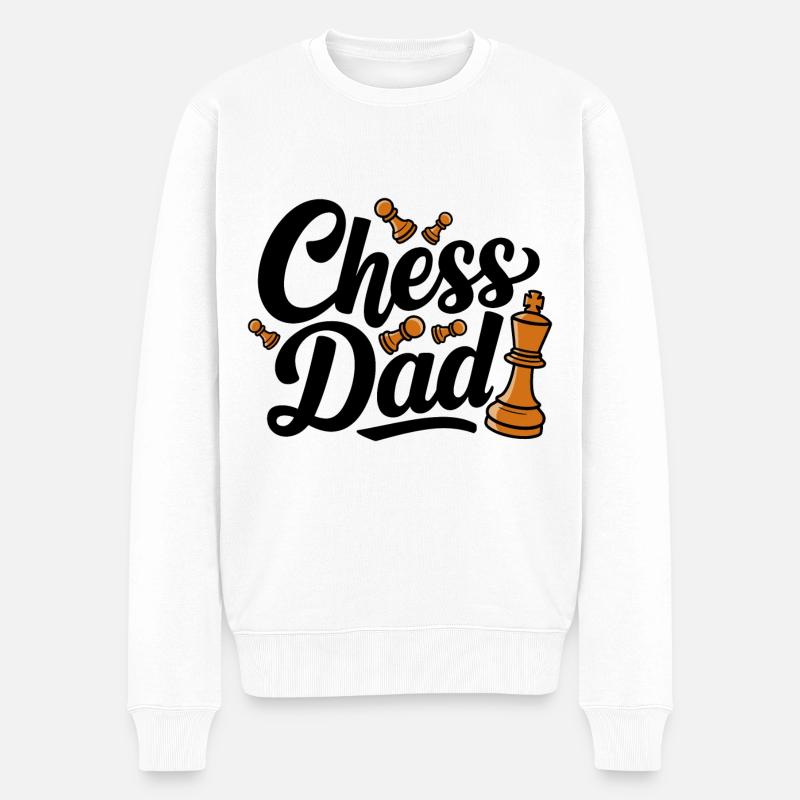 Chess Dad Schach Spruch Zitat - Männer Premium Bio Pullover - Weiß