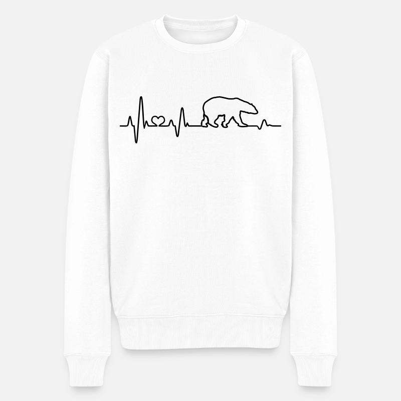 Eisbär Herzschlag Bär EKG Liebe Bären Pulsschlag - Männer Premium Bio Pullover - Weiß