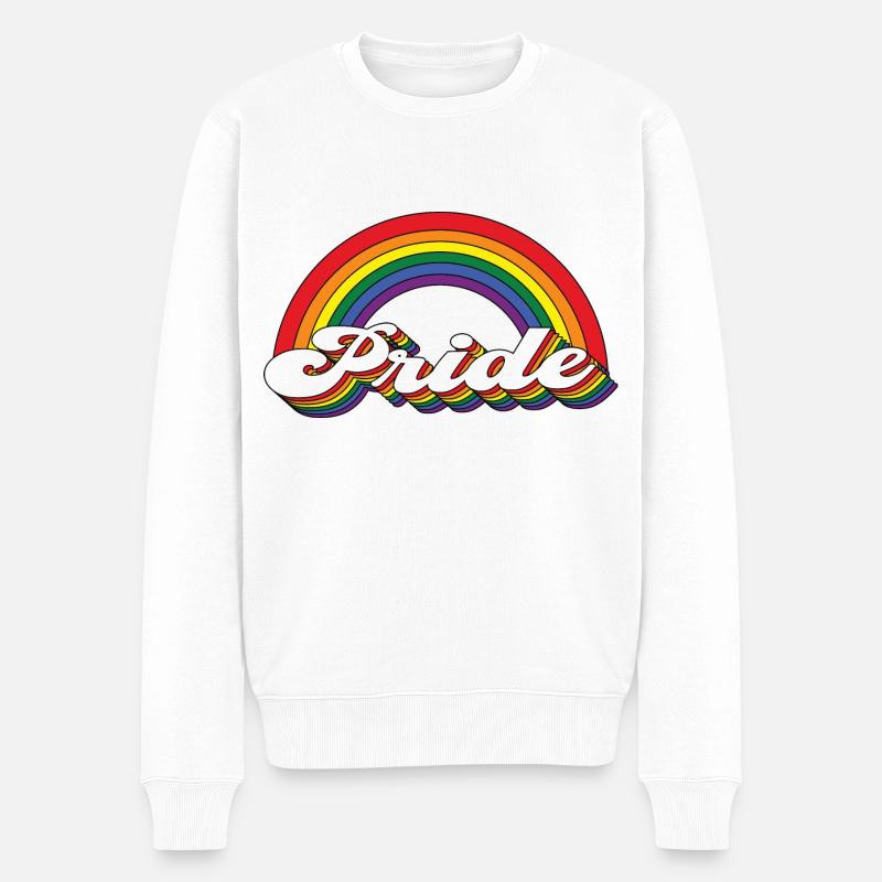 Pride Rainbow - Männer Premium Bio Pullover - Weiß