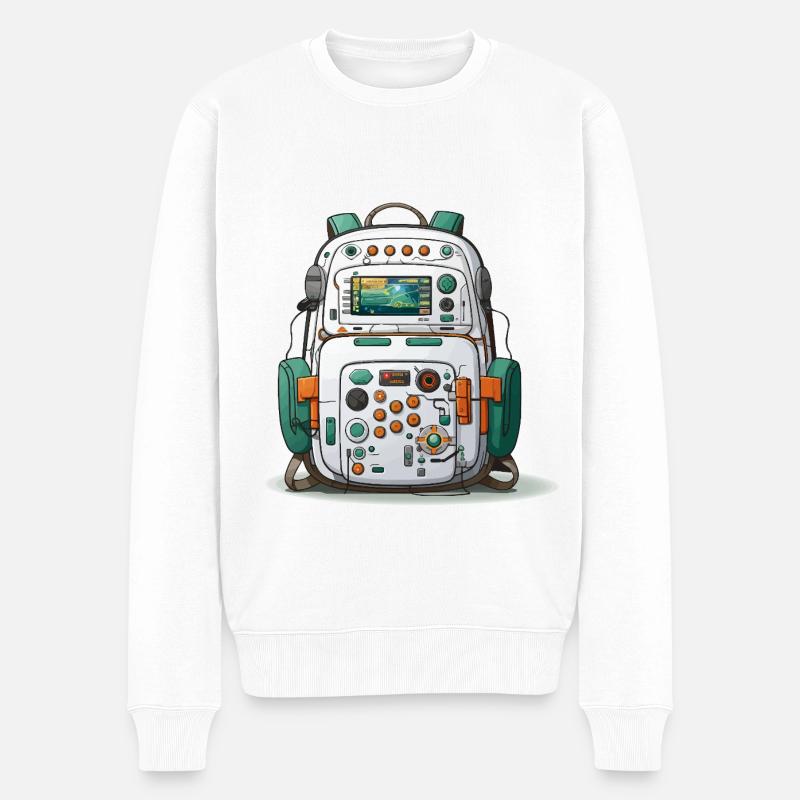 Le Geeks Tech Carry - Pull Premium bio Homme - blanc