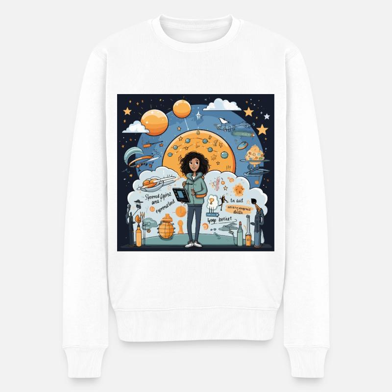 Der Träumer-Planer - Männer Premium Bio Pullover - Weiß