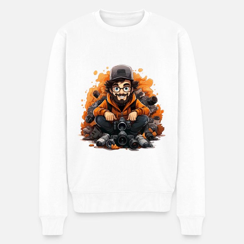 Rahmen-Marktplatz - Männer Premium Bio Pullover - Weiß