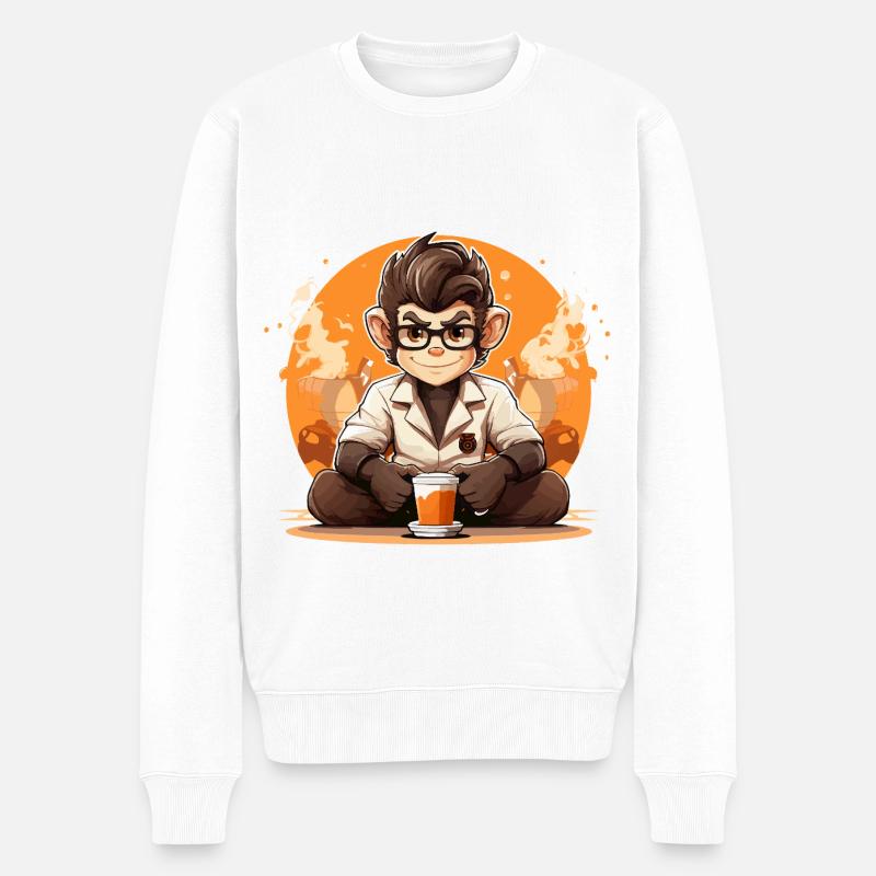 Primate Brew Barista Kaffeemischung - Männer Premium Bio Pullover - Weiß