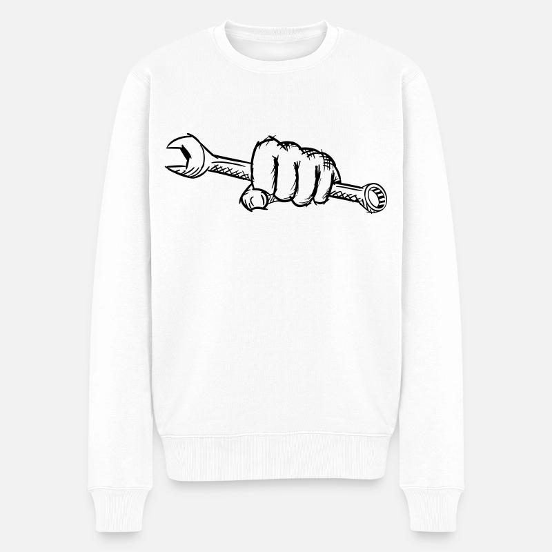 Clé à la main/poing, dessin - Pull Premium bio Homme - blanc