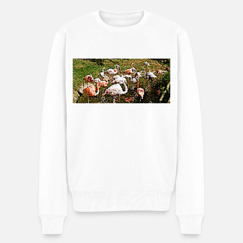 Flamingos - Männer Premium Bio Pullover - Weiß