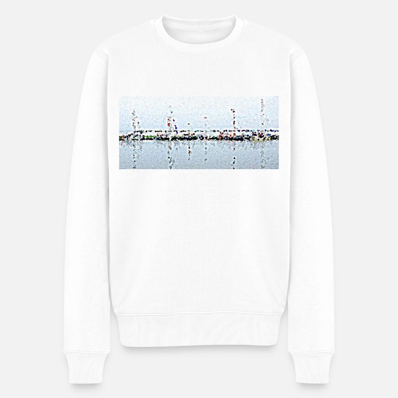 Boote und ihre Reflexion - Männer Premium Bio Pullover - Weiß