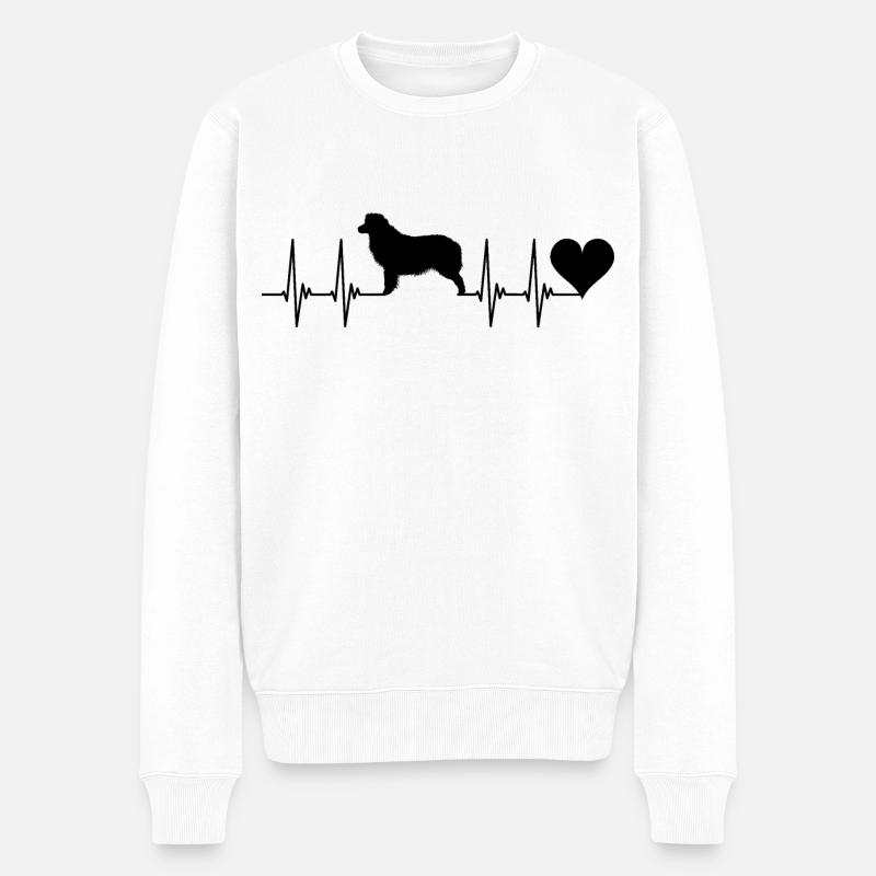 Australian Shepherd , Hund, Herz, Puls, Tiere, EKG - Männer Premium Bio Pullover - Weiß