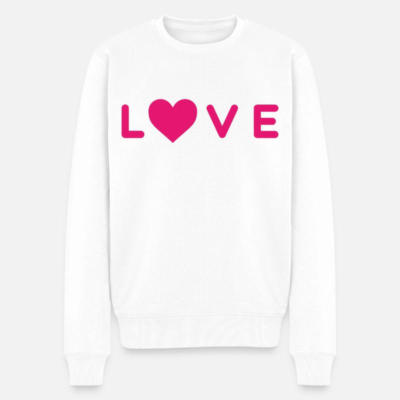 LOVE Design mit Herz - Männer Premium Bio Pullover - Weiß