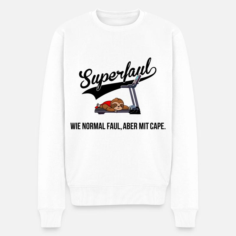 Superfaul - also faul mit Cape - Männer Premium Bio Pullover - Weiß
