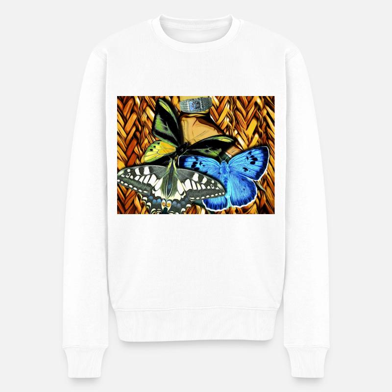 Schmetterlinge - Männer Premium Bio Pullover - Weiß