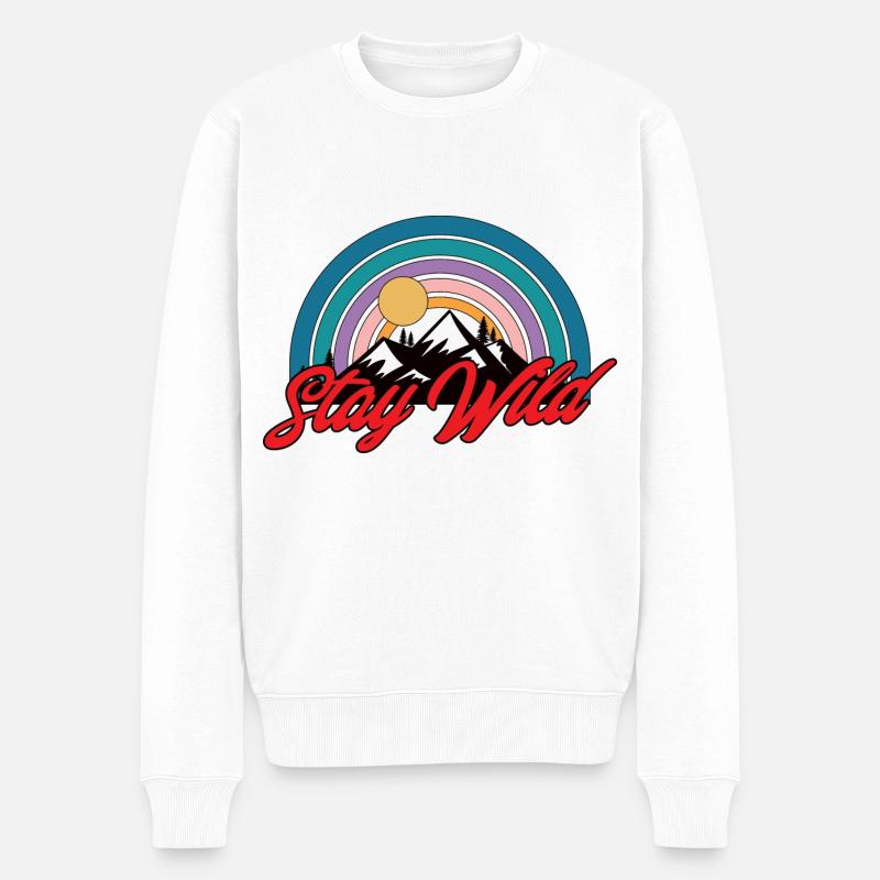 Stay Wild Mountains Sunset - Männer Premium Bio Pullover - Weiß
