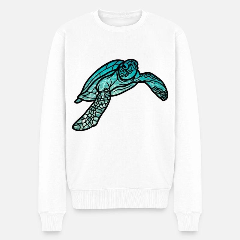 Meeresschildkröte - Männer Premium Bio Pullover - Weiß