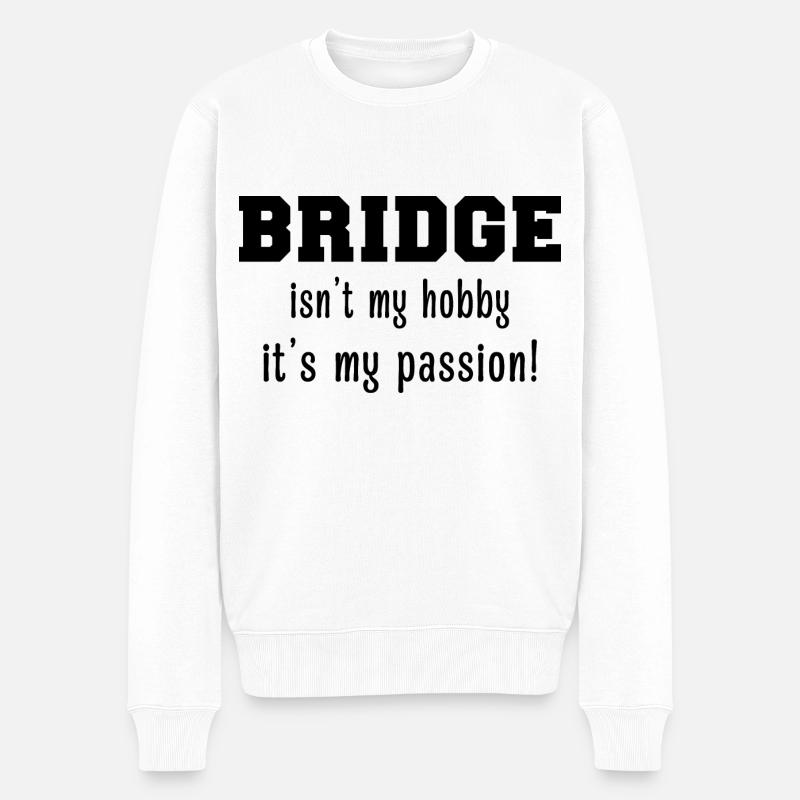 Bridge - Bridgeur - Bridgeuse - Cartes - Pull Premium bio Homme - blanc