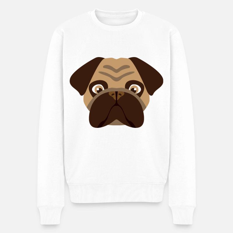 Hund Mops - Männer Premium Bio Pullover - Weiß