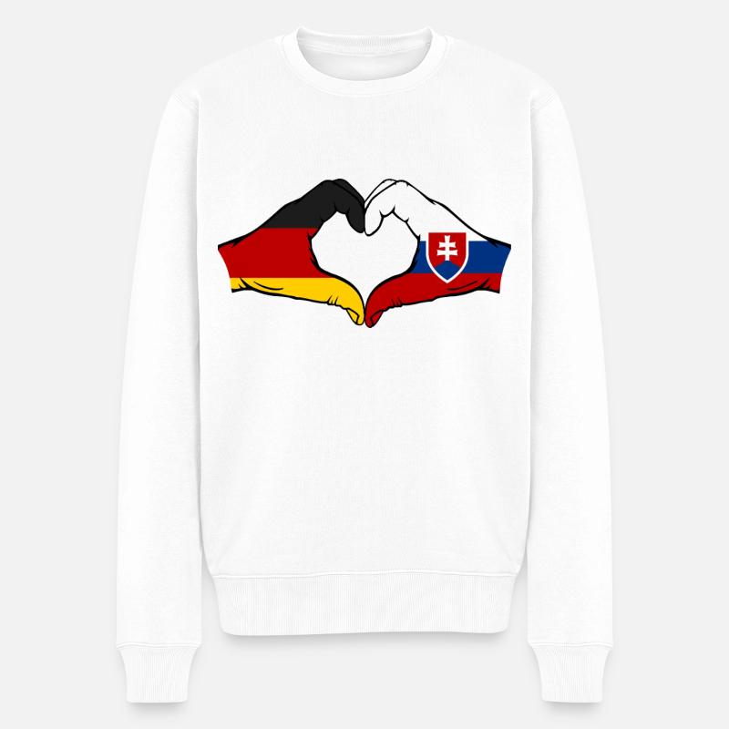 Deutschland Slowakei Flagge Hände Herzform - Männer Premium Bio Pullover - Weiß