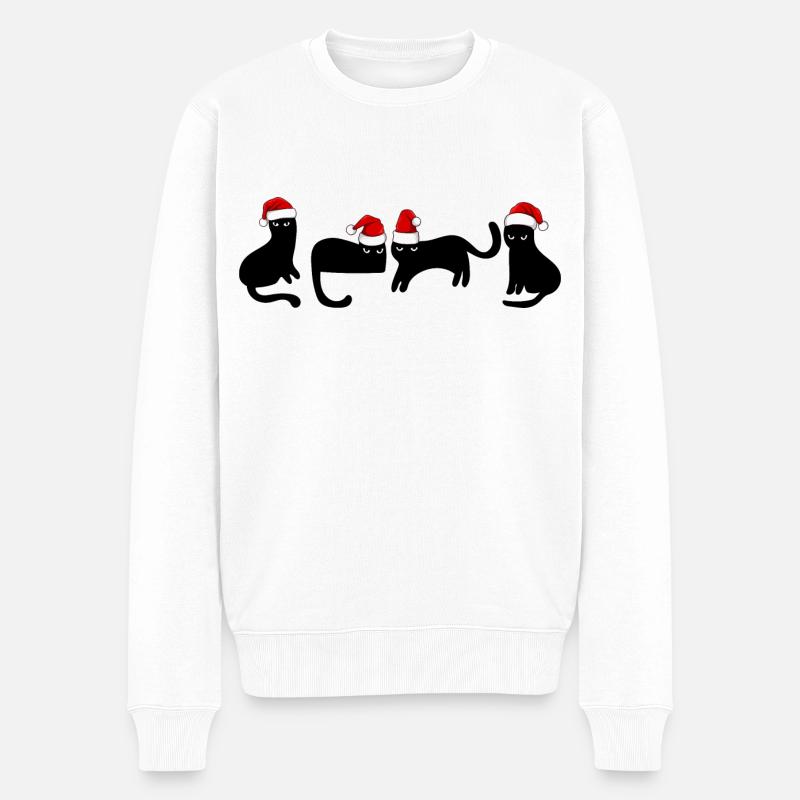 Chat noir à Noël - Pull Premium bio Homme - blanc
