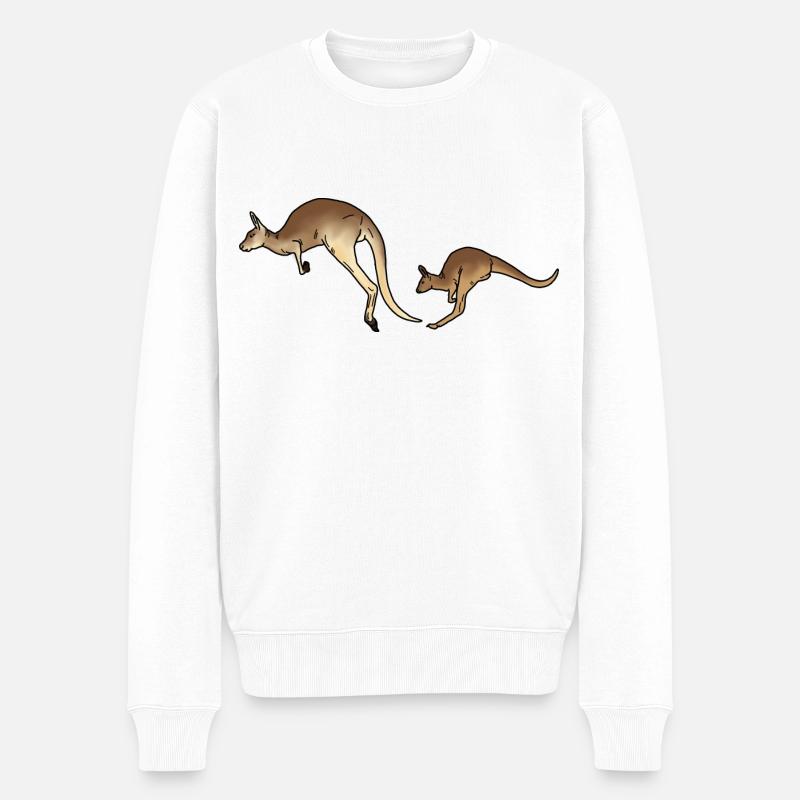 Känguru Mutter und Kind farbig - Männer Premium Bio Pullover - Weiß