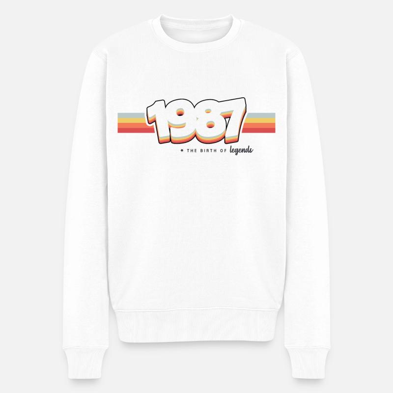1987 Die Geburt der Legenden - Männer Premium Bio Pullover - Weiß