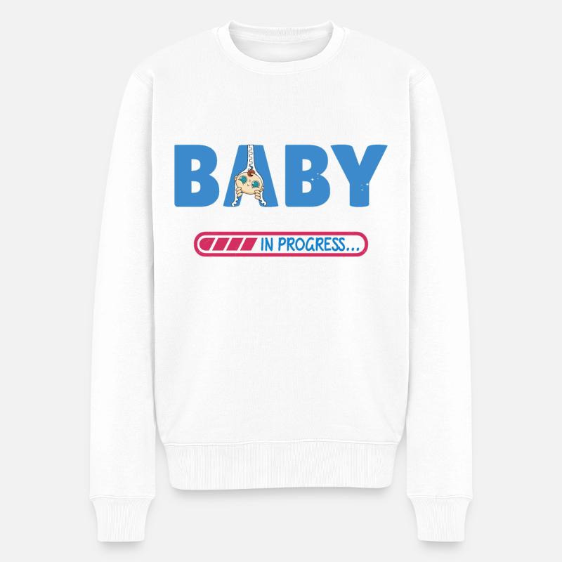 Baby in Bearbeitung - Männer Premium Bio Pullover - Weiß
