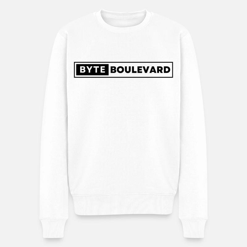 Byte Boulevard Schwarzes Logo - Männer Premium Bio Pullover - Weiß