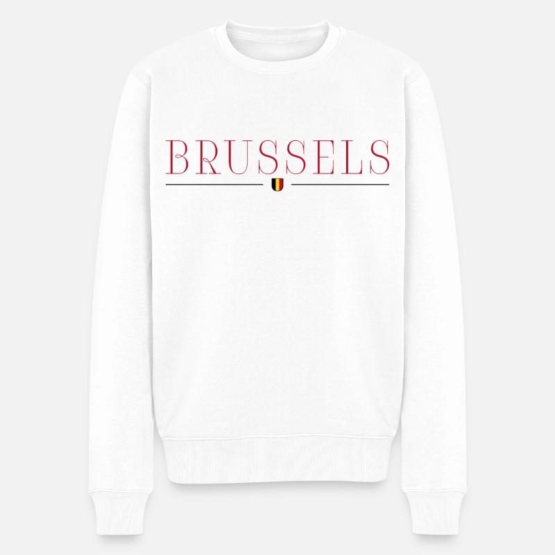 T-shirt élégance Bruxelles, Belgique - Pull Premium bio Homme - blanc